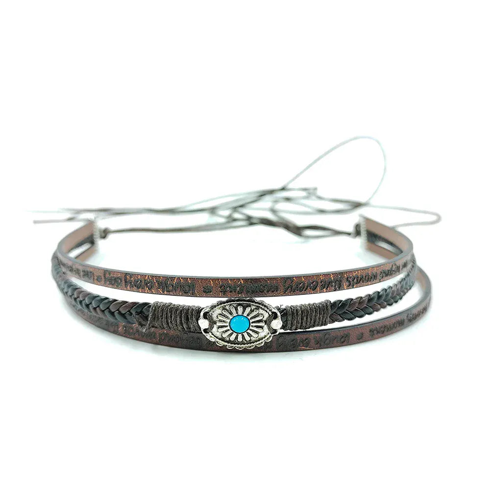 Cowboyhattband med turkosprydd concho