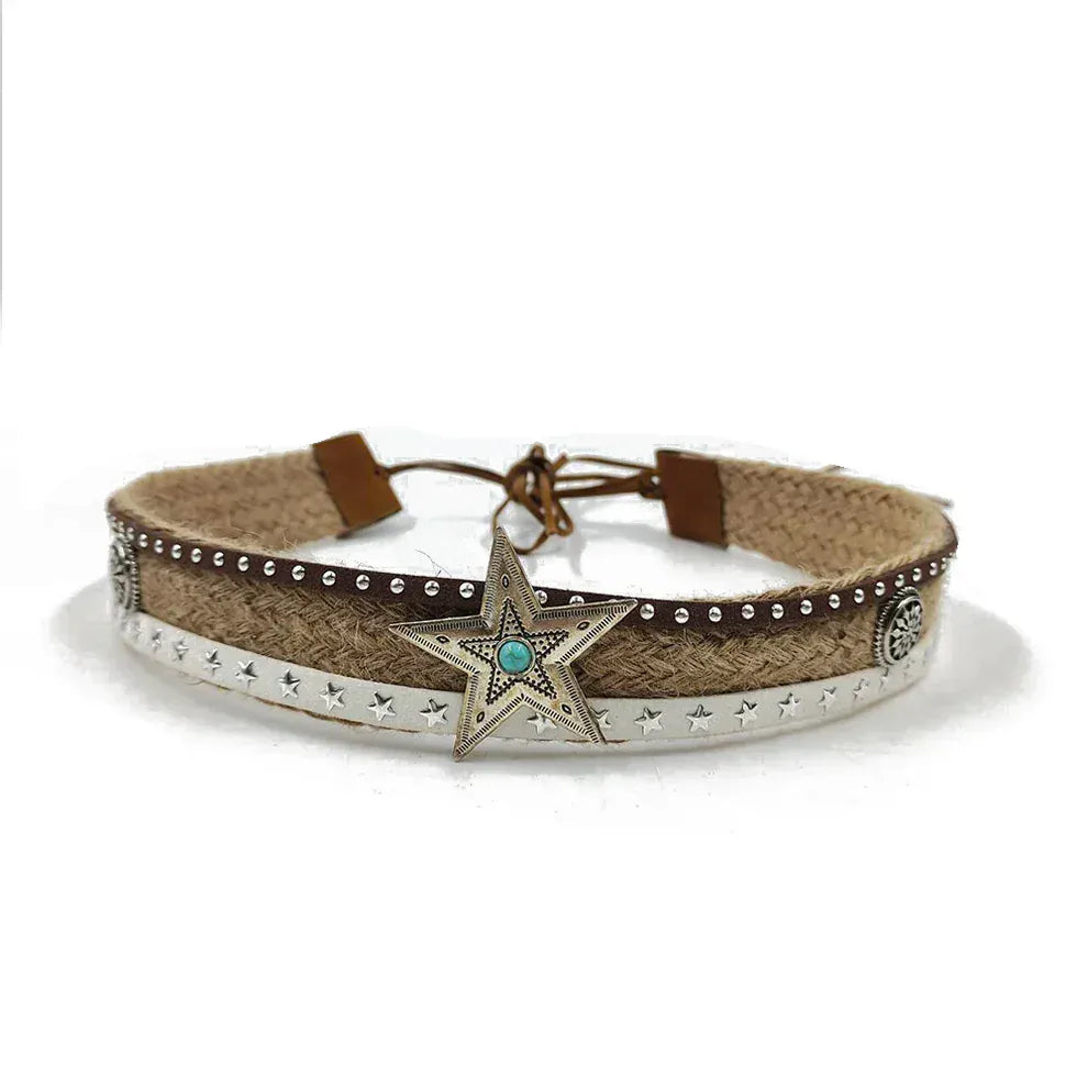 Cowboyhattband med turkosstjärna