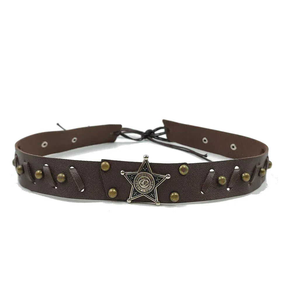 Cowboyhattband mörkbrunt med silverstjärna