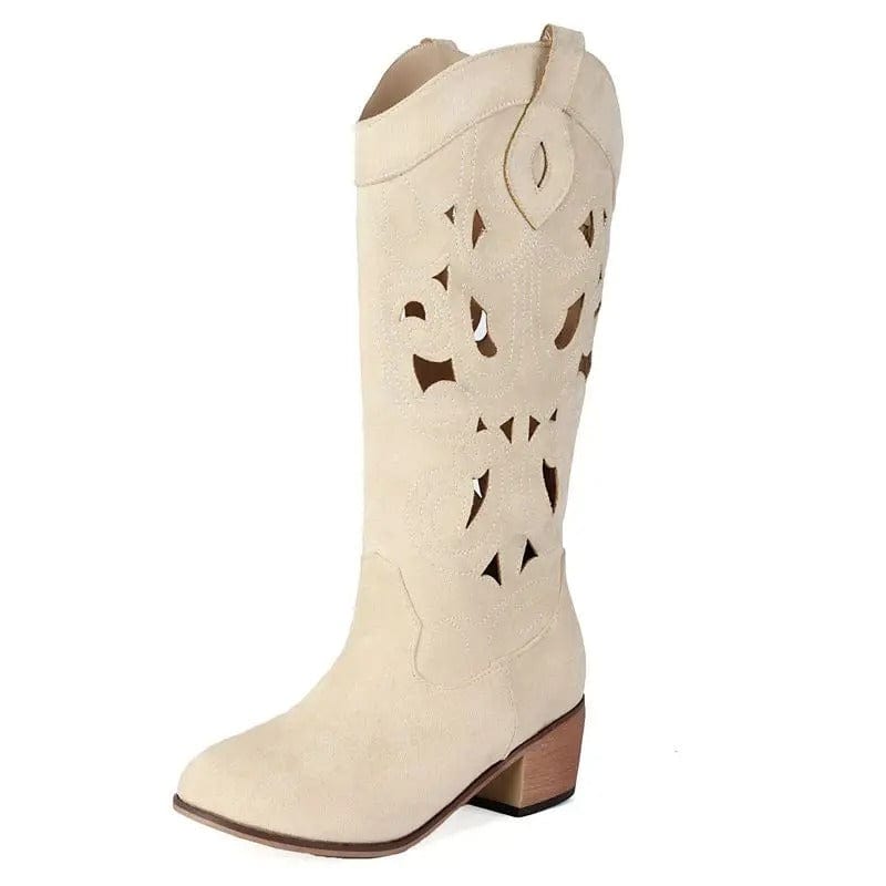 Cowgirl Boots i Mocka med Utskärningar