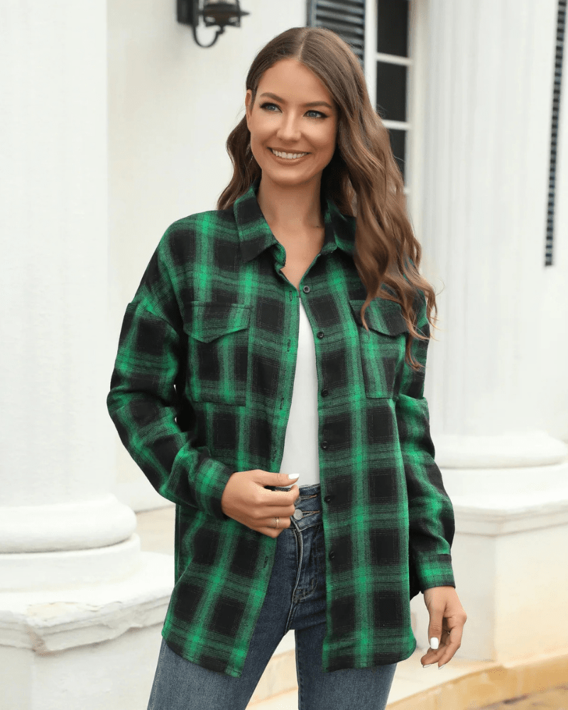 Cowgirl rutig flanellskjorta Grön / S