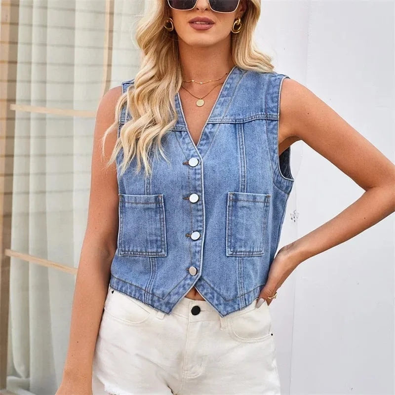 Denim väst dam