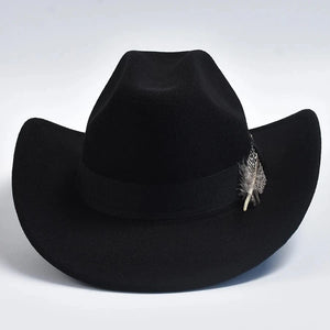 Filt Westernhatt med Fjäder