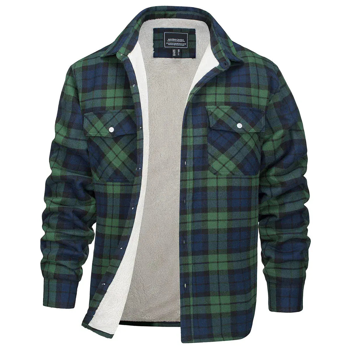 Flanellskjorta jacka herr Grön / CN M (US S)