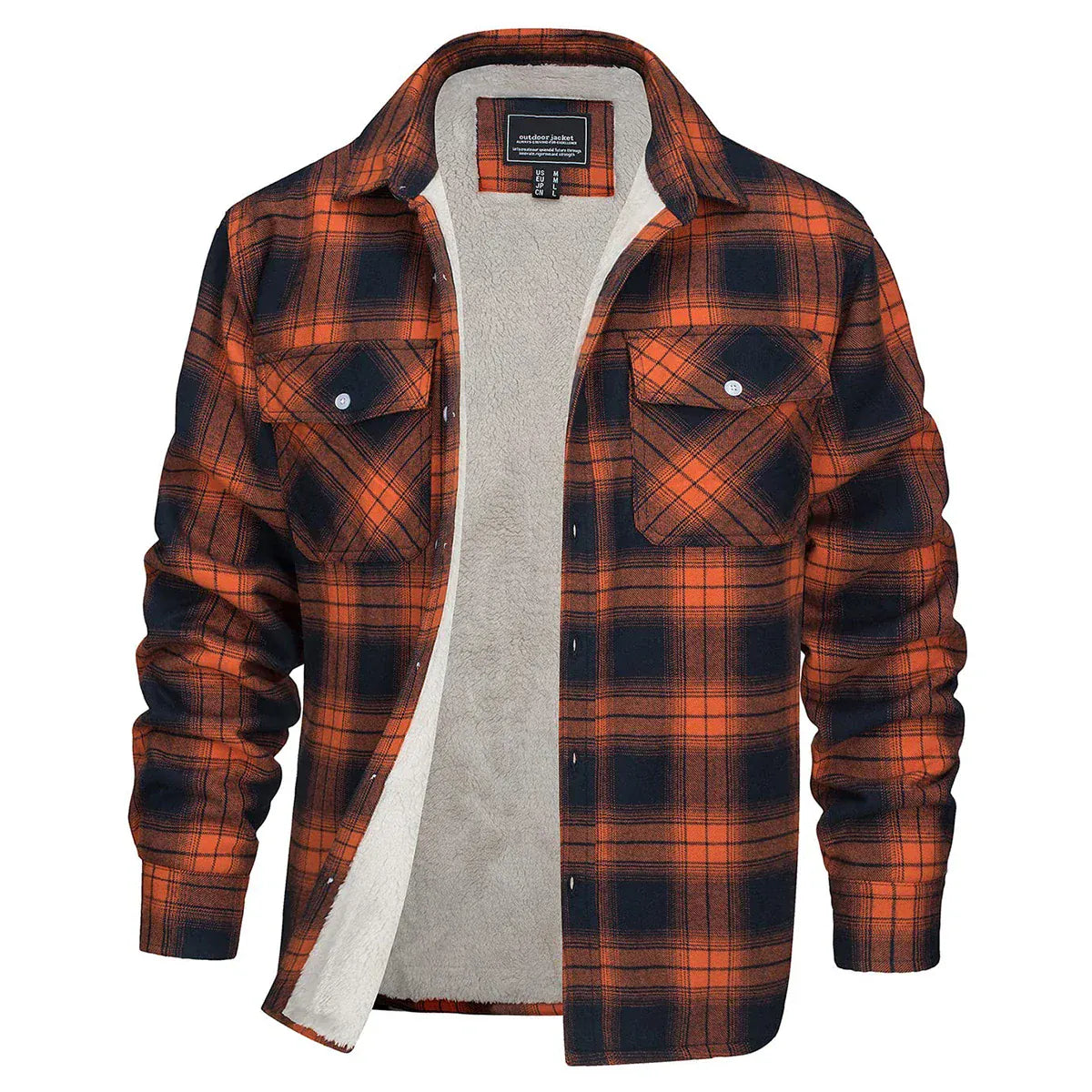 Flanellskjorta jacka herr Orange / CN 3XL (US XL)