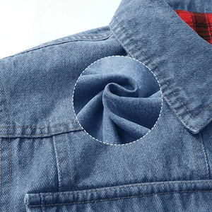 Fodrad denim jacka herr