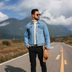 Fodrad denim jacka herr