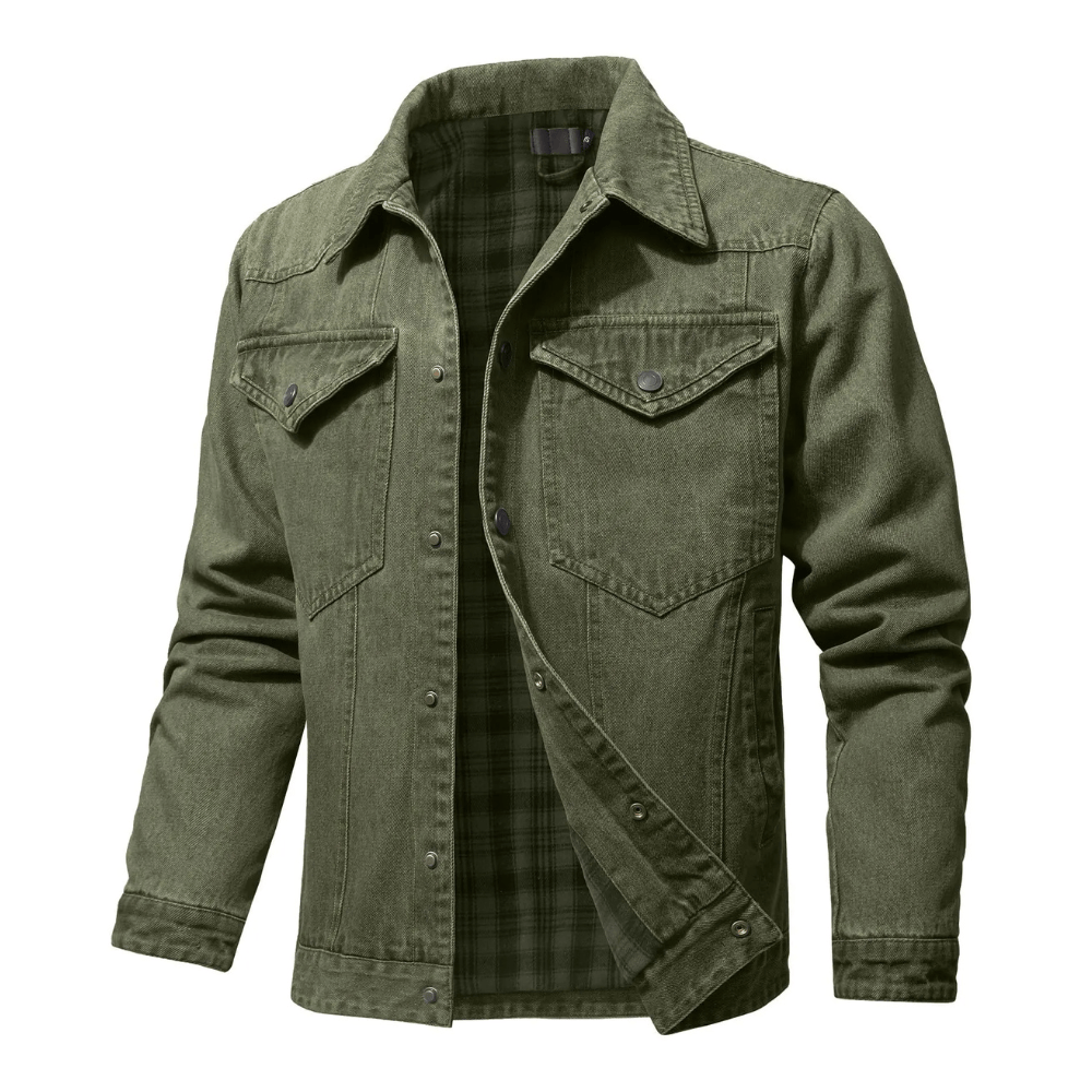 Fodrad denim jacka herr