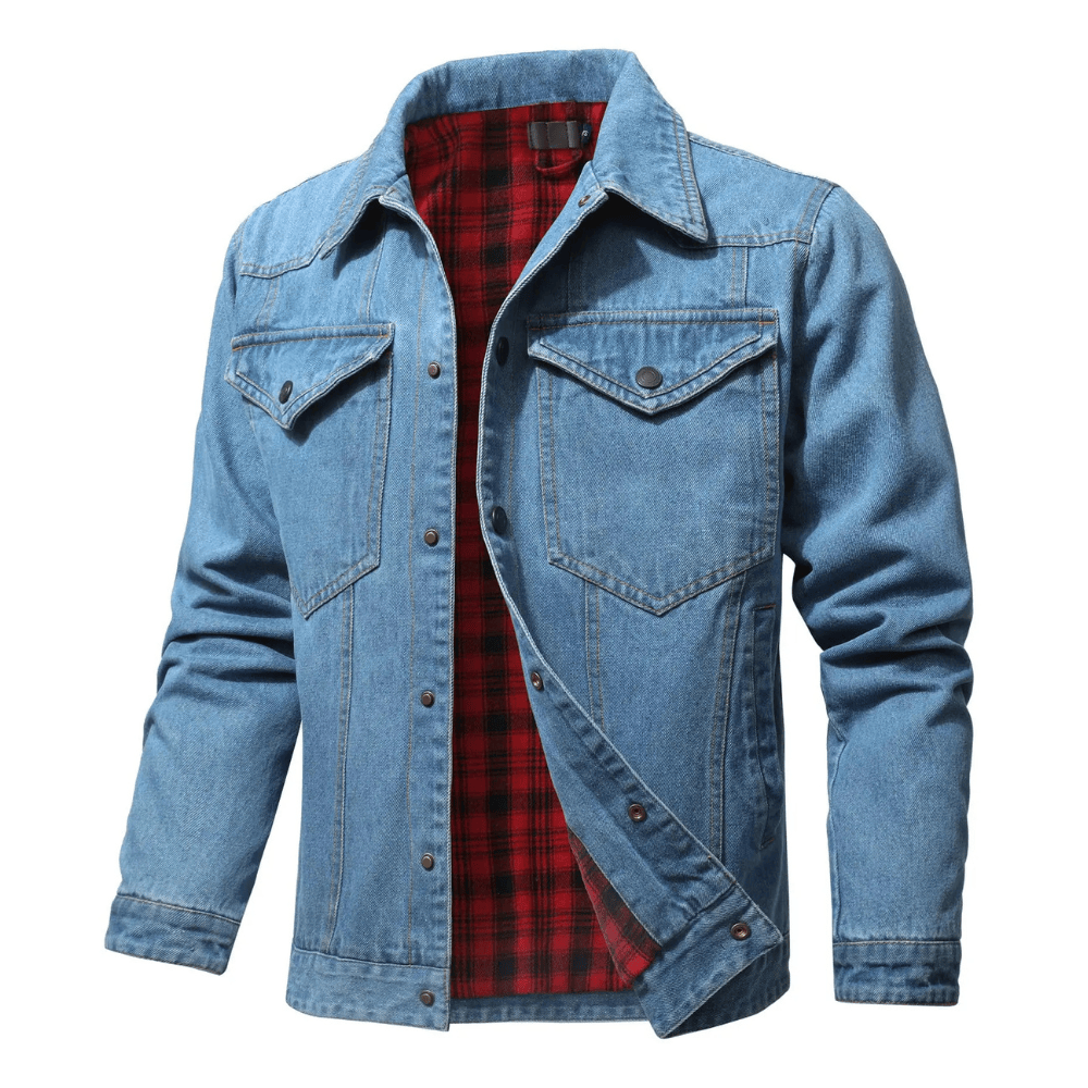 Fodrad denim jacka herr