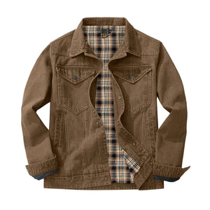 Fodrad jeansskjorta herr i cowboy-stil Brun / S