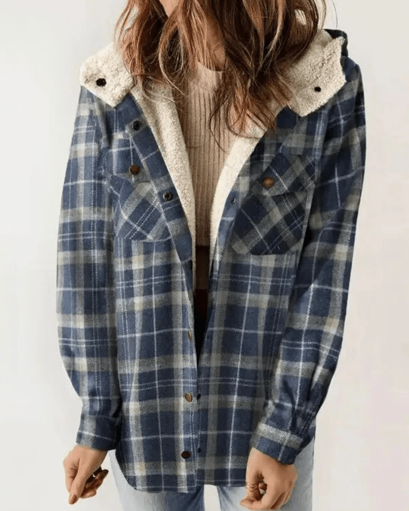 Fodrad skjorta dam Marinblå / S