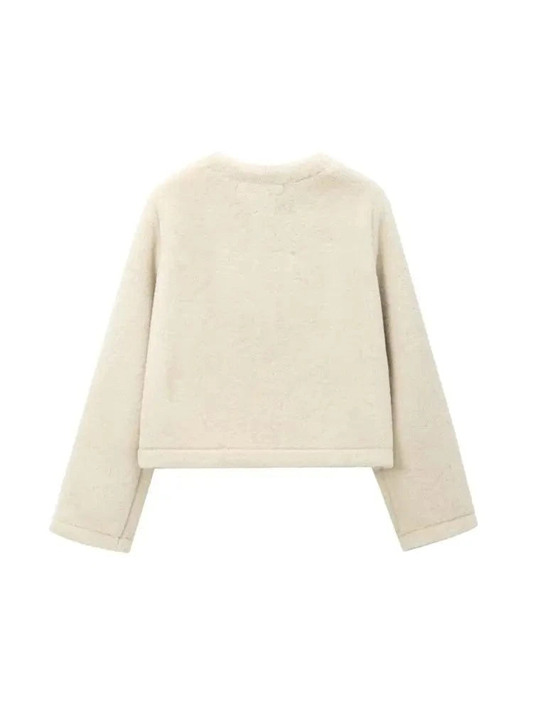 Fuskpäls jacka dam beige