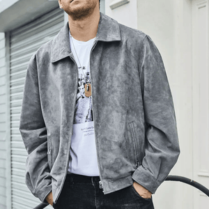 Grå mocka harrington jacka herr