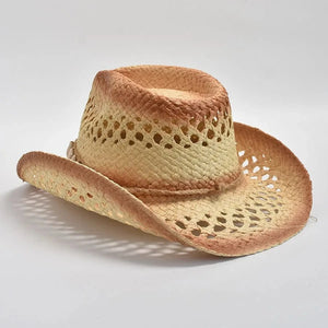 Halmcowboyhatt med snäckband Beige / One Size