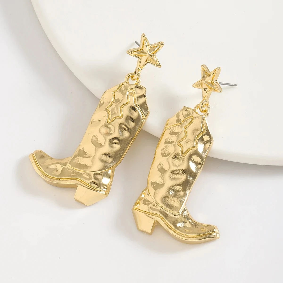 Hängande cowboyboots örhängen med stjärna