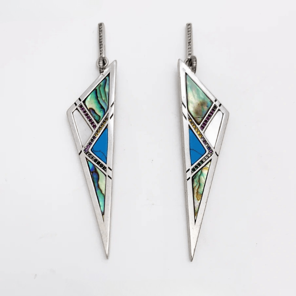 Hängande triangelörhängen i silver med turkos