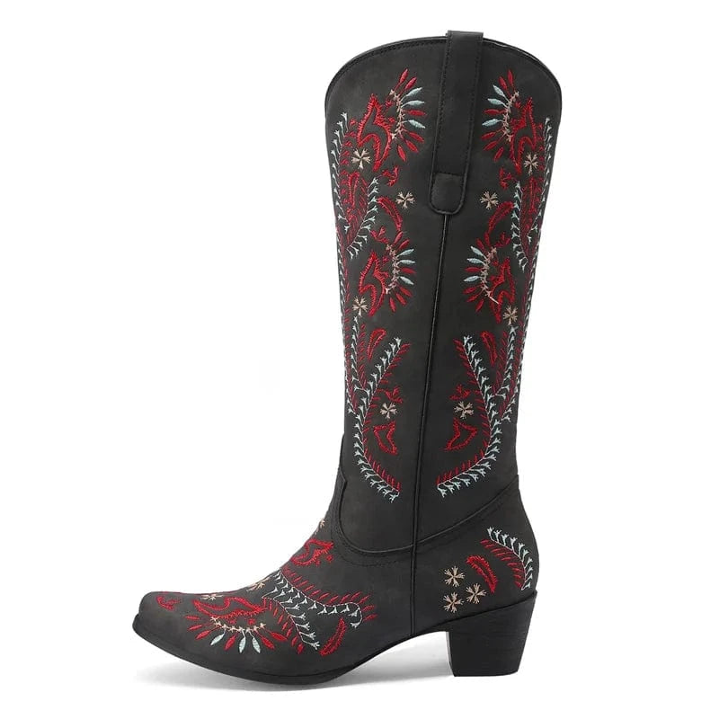 Höga Cowboybots med Rött Broderi