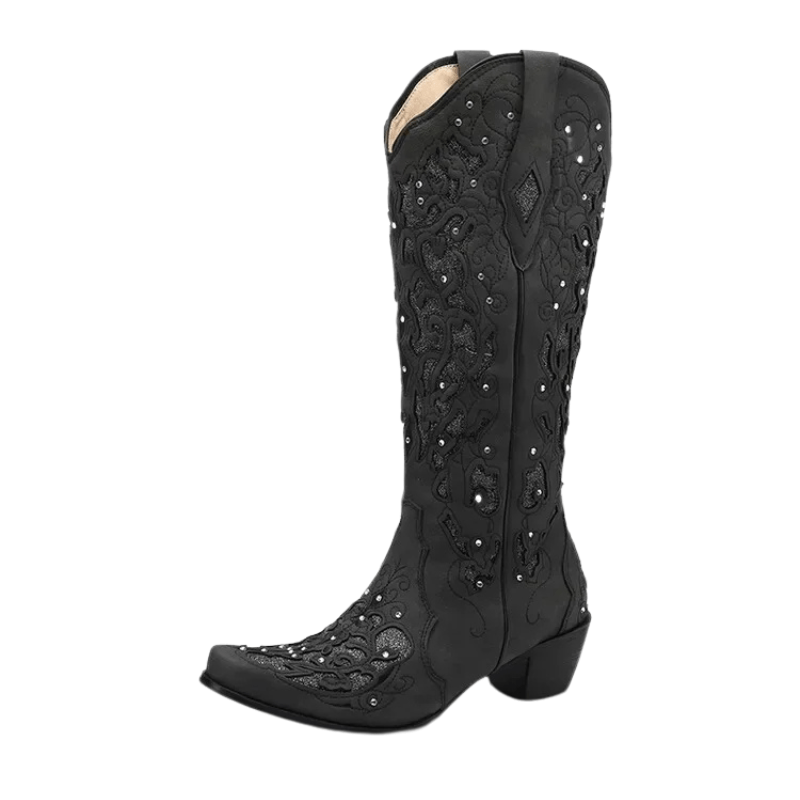 Höga Cowboystövlar med Glitterbrodyr