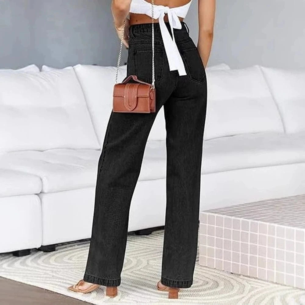 Högmidjade jeans svarta