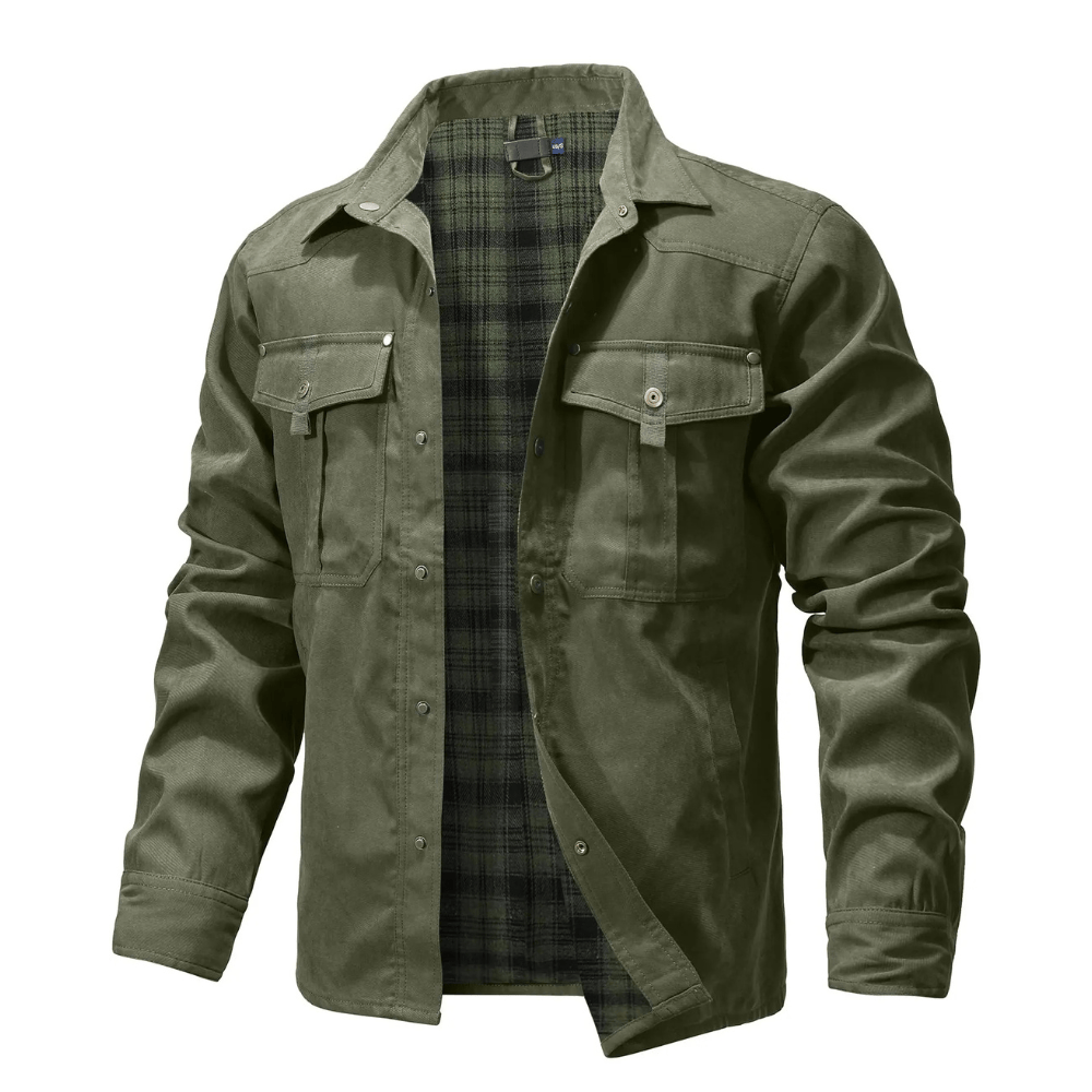 Fodrad Jacka Skjorta Armégrön / S