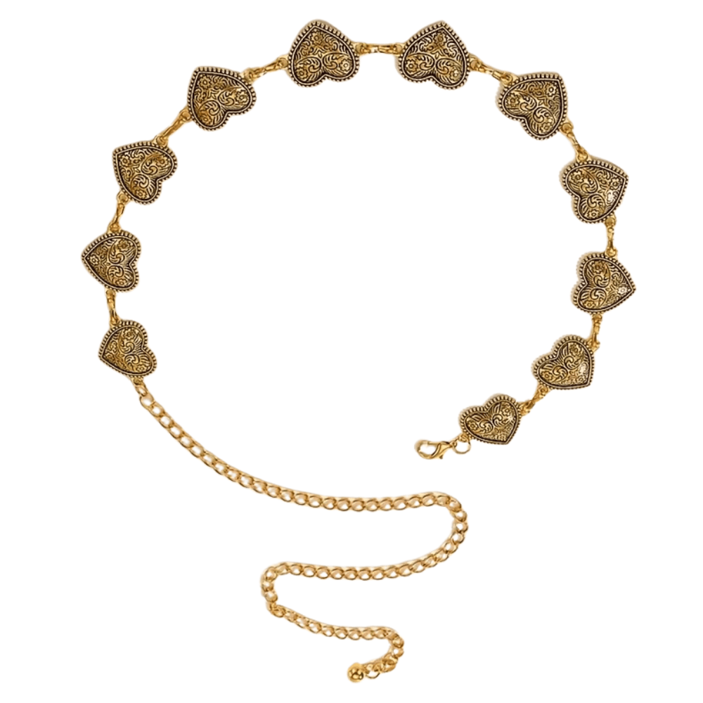 Kedjebälte antikmetallhjärtan Antikguld / 115cm