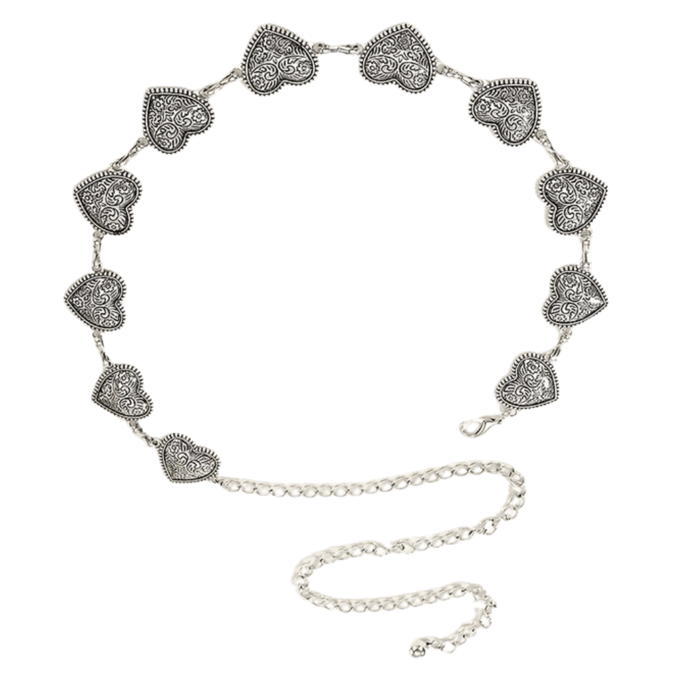 Kedjebälte antikmetallhjärtan Antiksilver / 115cm
