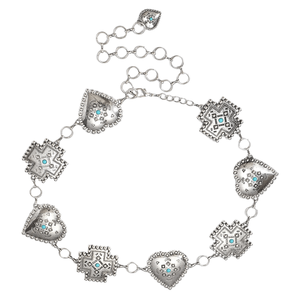 Kedjebälte med tribal stjärnkorsdesign Silver / 115cm