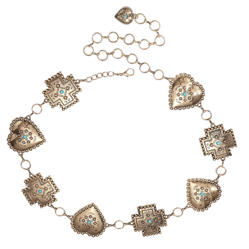 Kedjebälte med tribal stjärnkorsdesign Guld / 115cm