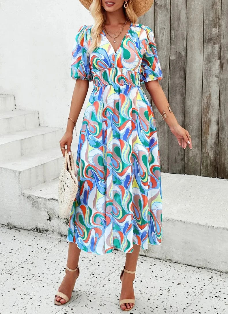 Klänning dam blommig