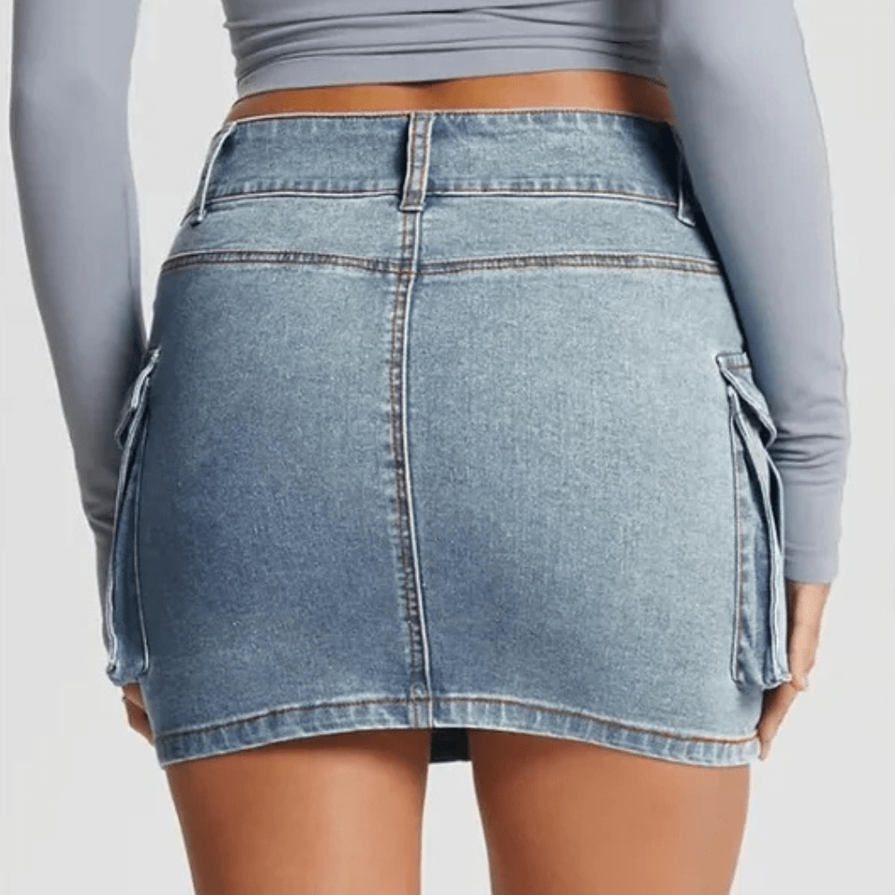 Kort Cargokjol i Jeans