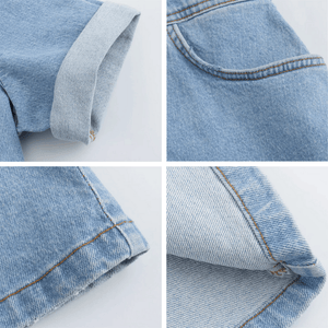 Kort denimklänning med knappar