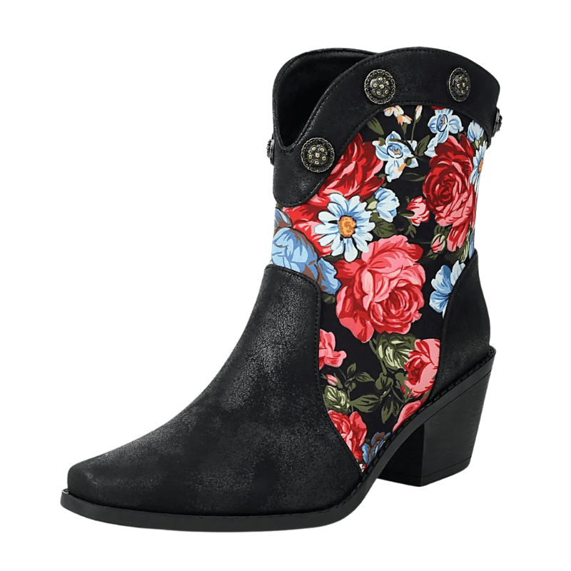 Korta Cowboyboots med Blommor