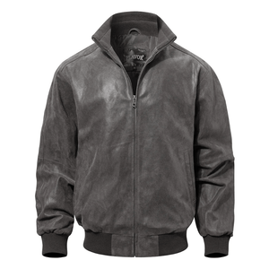 Läder bomberjacka Grå / S