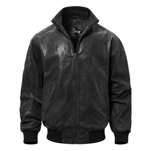 Läder bomberjacka Svart / S