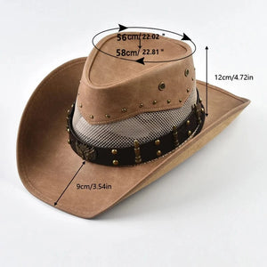 Läder Cowboyhatt med Mesh