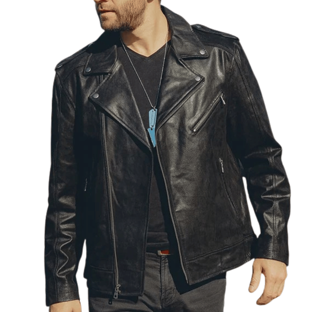 Läder jacka herr Svart / S
