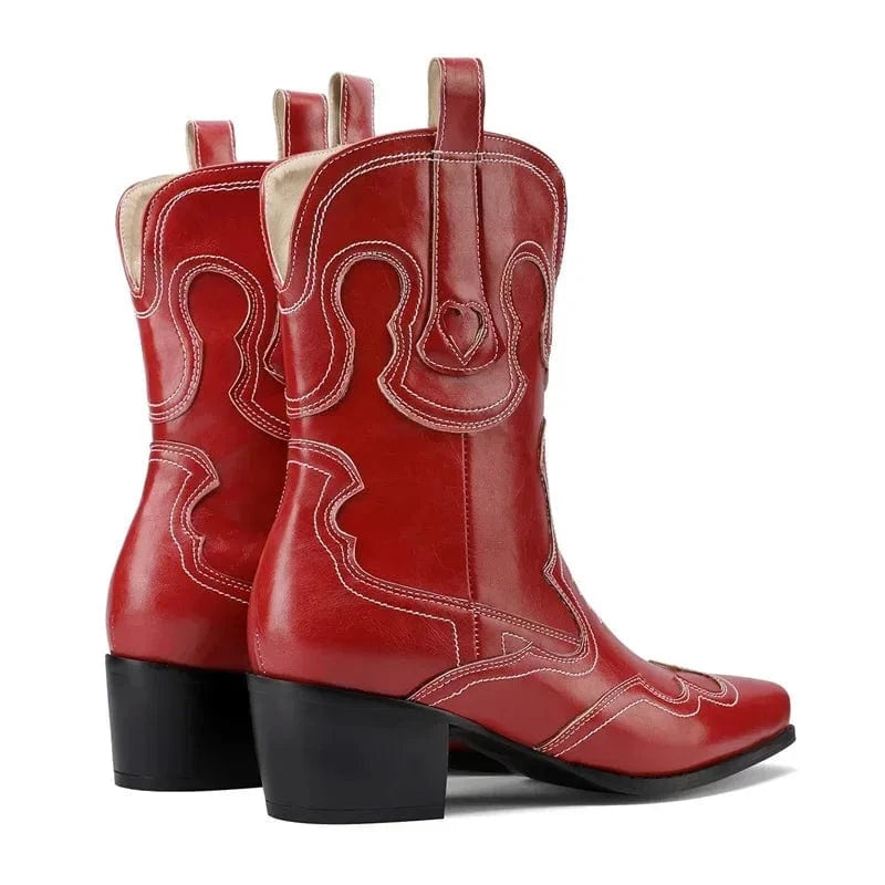 Låga Cowboyboots med Kontrastsöm för Dam
