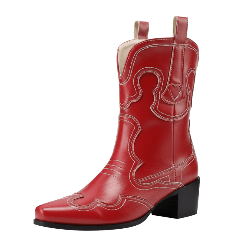 Låga Cowboyboots med Kontrastsöm för Dam