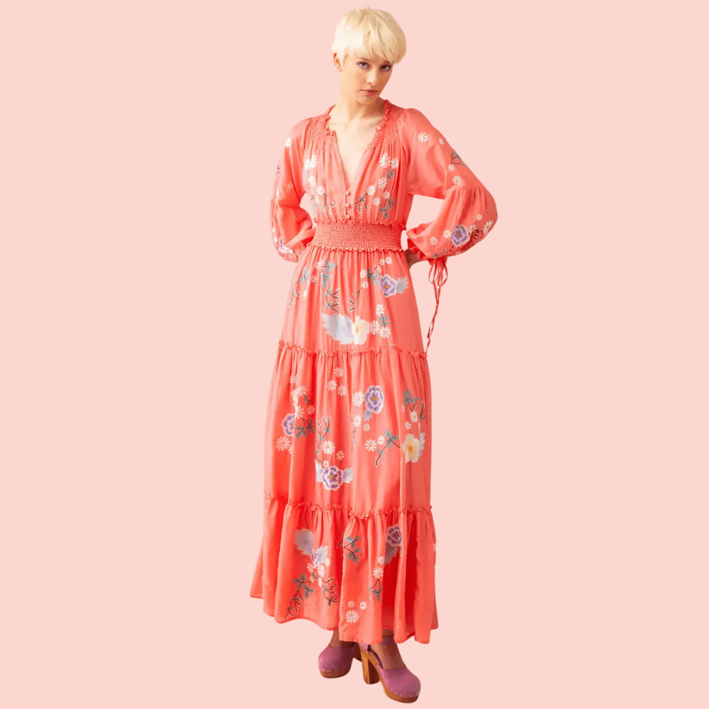 Lång bohemisk klänning