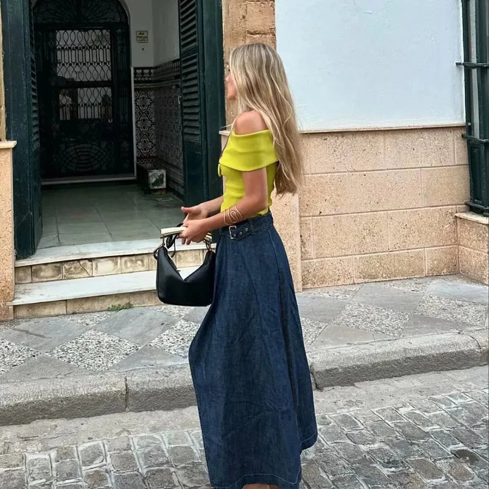 Lång Omlottkjol i Jeans