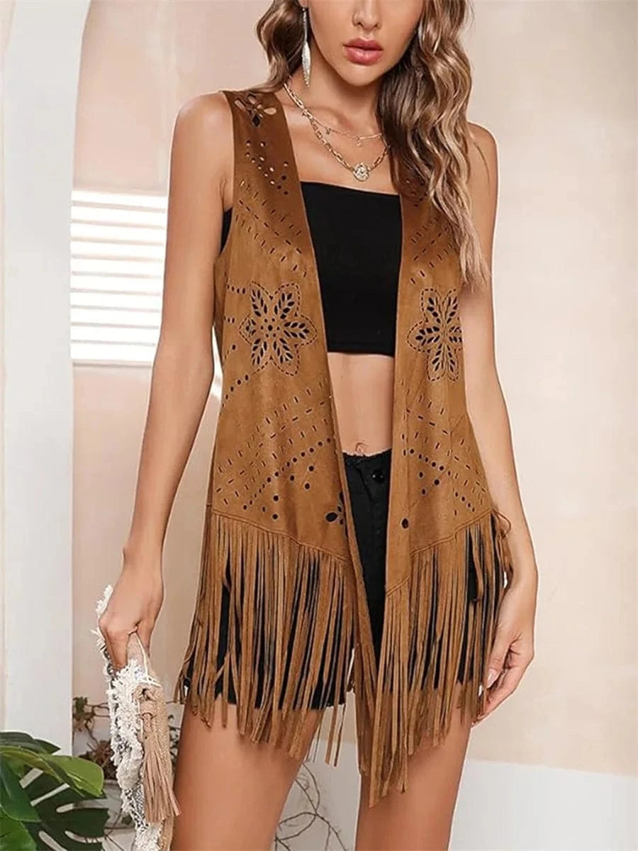 Lång väst med fransar