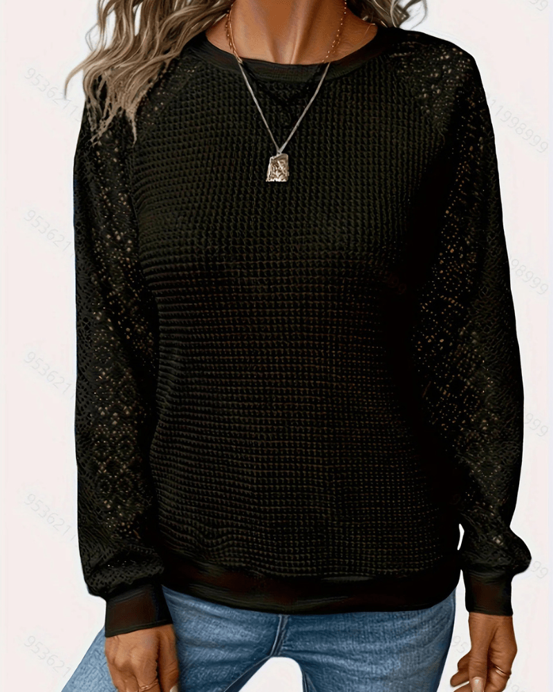 Långärmad tröja med spetsärmar Svart / S