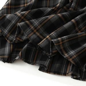 Långkjol i patchwork-stil med spets och rutigt mönster