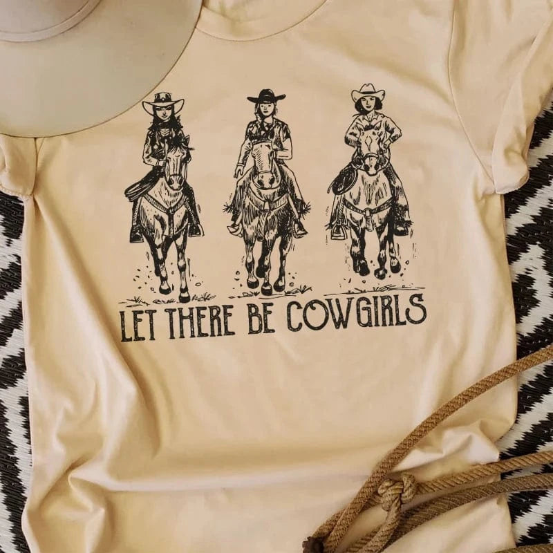 "Let There Be Cowgirls" T-shirt Beige / S