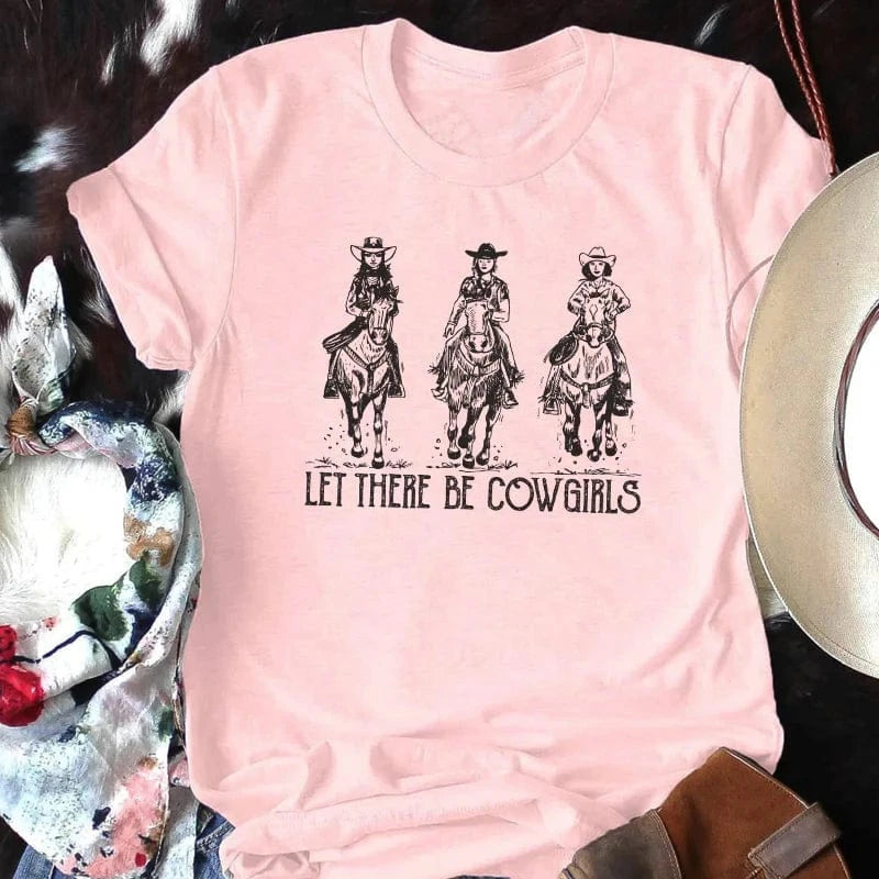 "Let There Be Cowgirls" T-shirt Rosa / S
