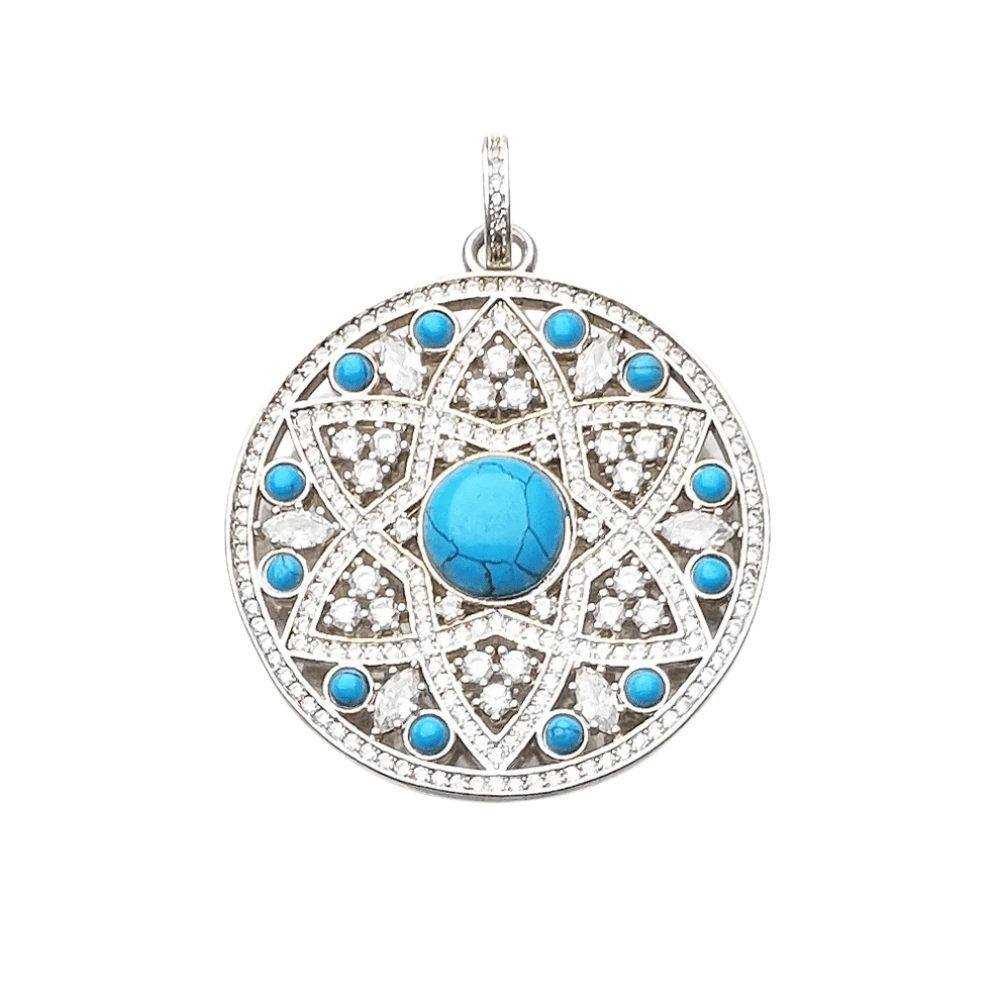 Mandala hänge i silver med turkos