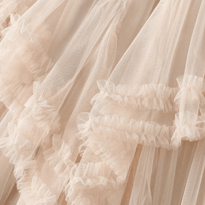 Maxikjol med kaskader av tyllvolanger