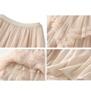 Maxikjol med kaskader av tyllvolanger