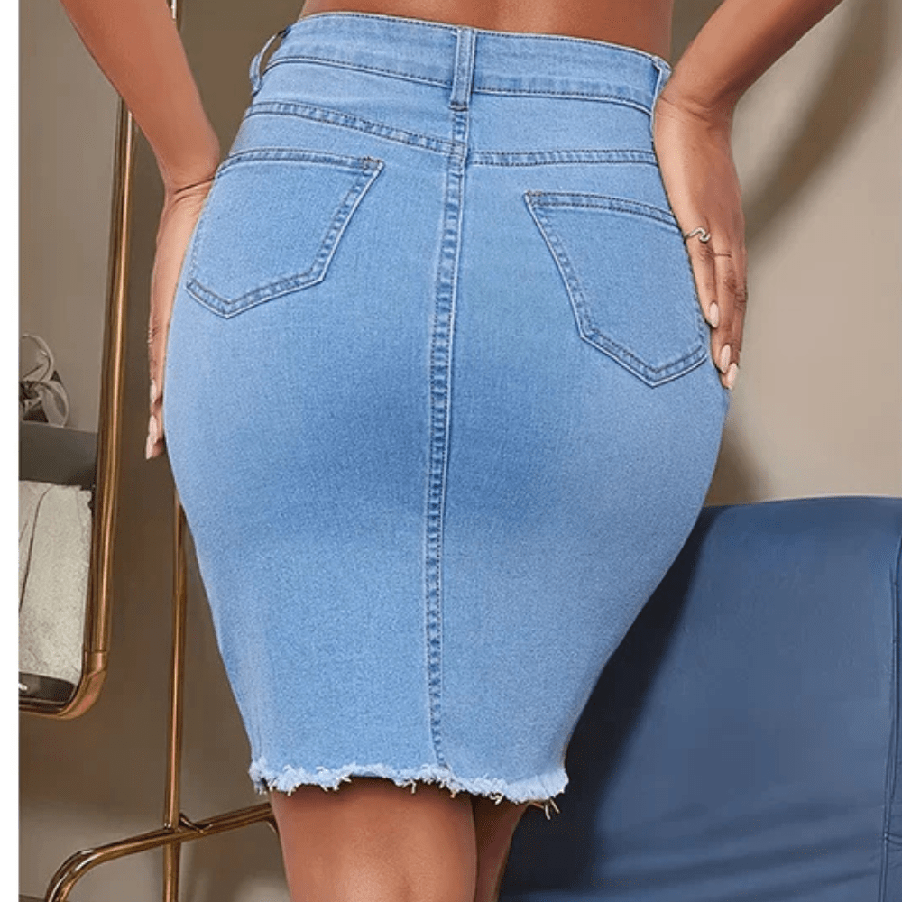 Mönstrad jeanskjol med fjärilar