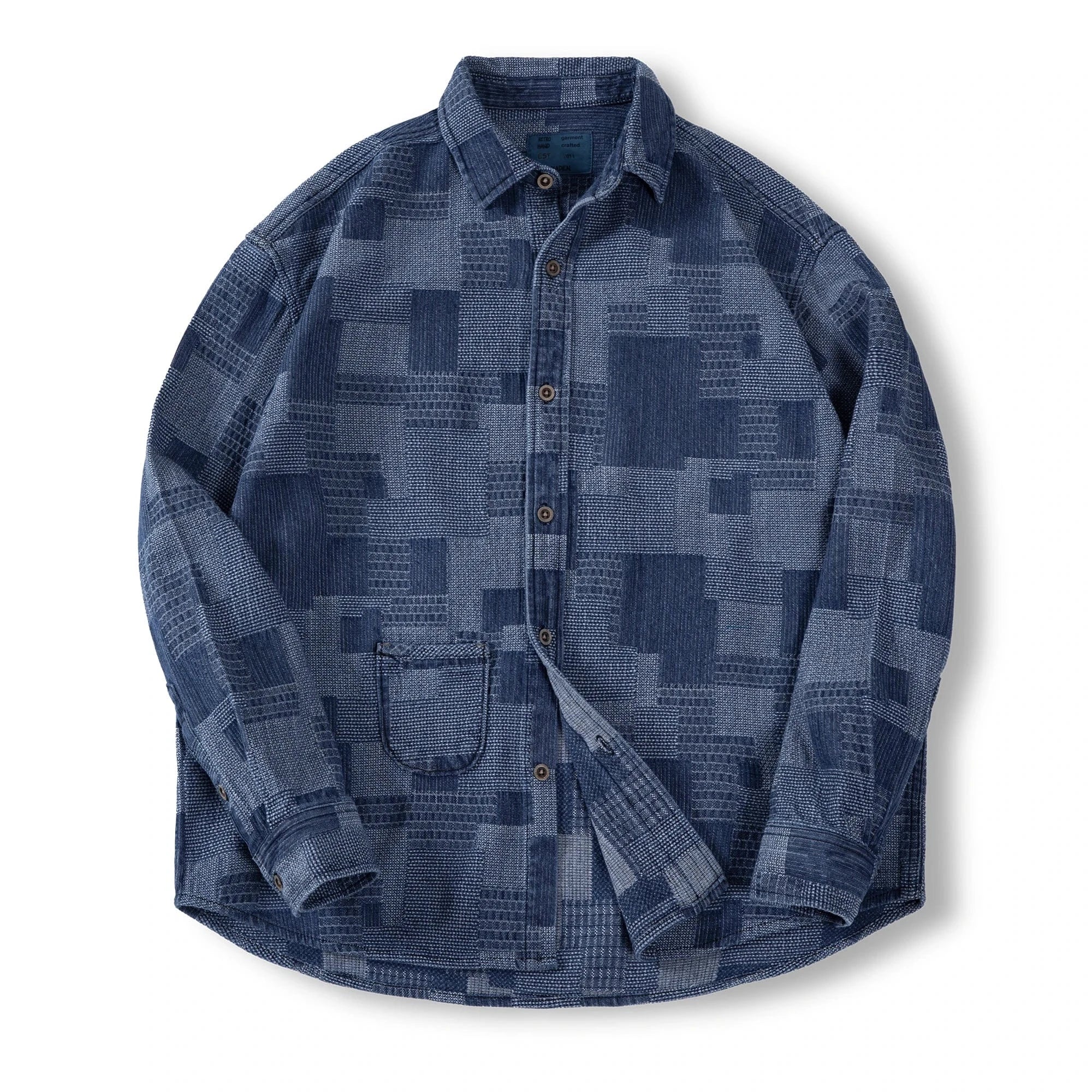 Mönstrad jeansskjorta herr i retrostil